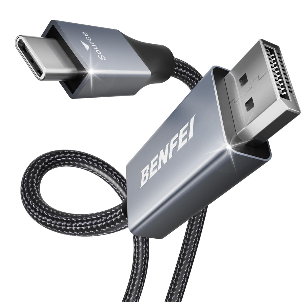 BENFEI USB-C to DisplayPort 3 Feet Cable(8K@60Hz 4K@144Hz), USB Type-C to DisplayPort Cable [Thunderbolt 3/4 Compatible] with iPhone 15 Pro/Max, MacBook Pro/Air 2023, iPad Pro, iMac, S23, XPS 17 Gray(Aluminium Shell) 1 PACK