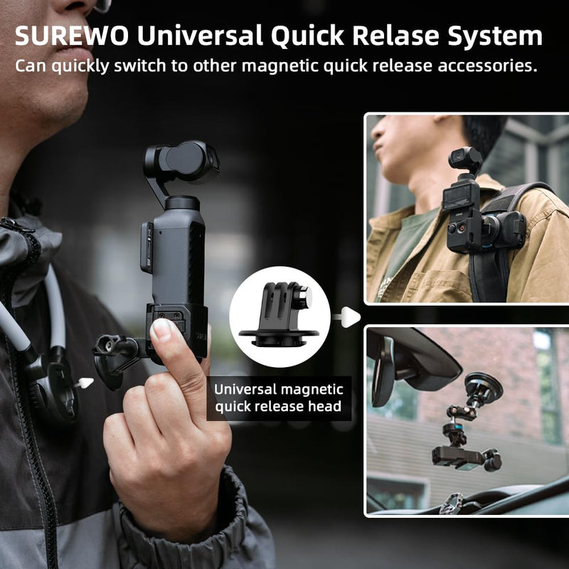 Pocket 4 Magnetic Neck Mount,Extended Version Quick Release POV/Vlog Video Selfie Necklace Holder for DJI OSMO Pocket 4/4Pro Creator Combo T26 Pro
