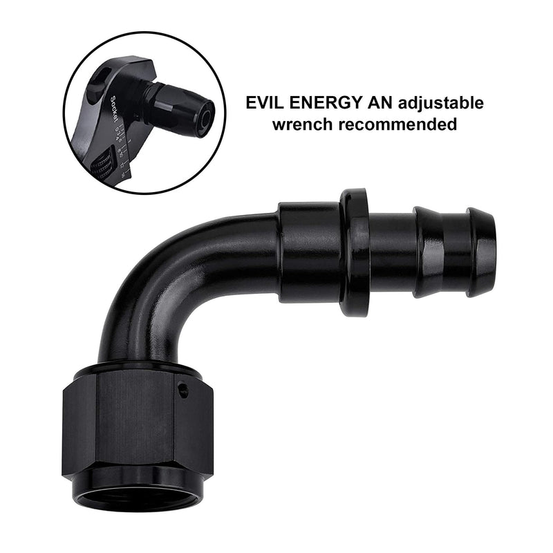 EVIL ENERGY 6AN 90 Degree Push Lock Hose Fitting End Black 4PCS
