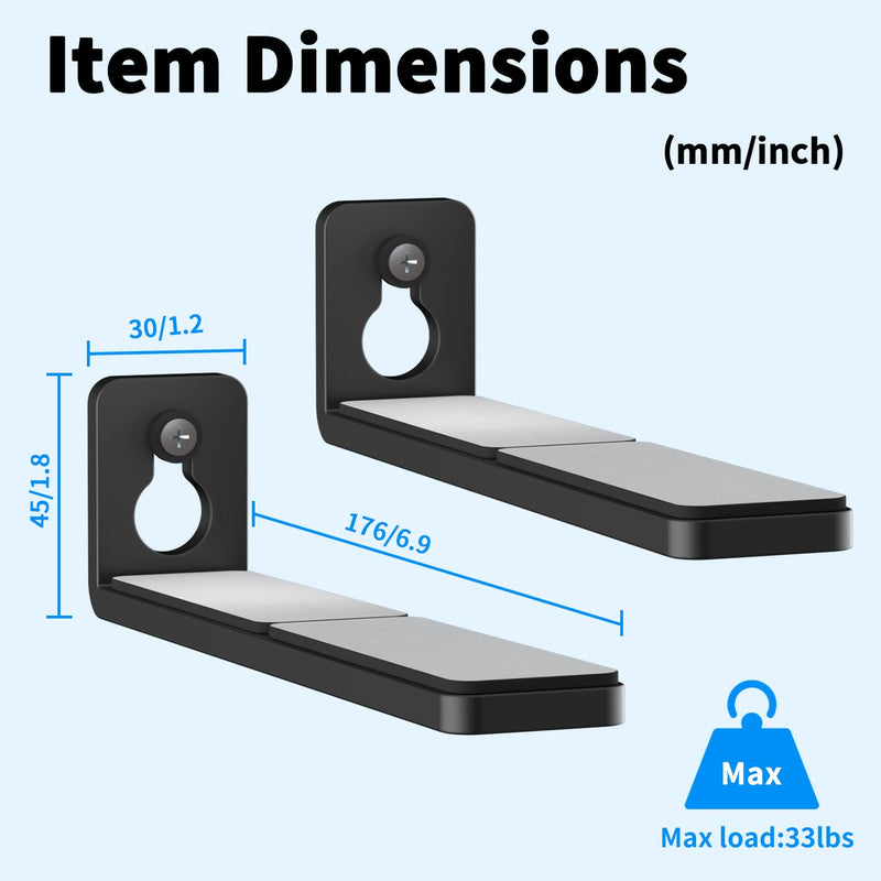 suptek Universal Soundbar Wall Mount Shelf – Wall Mount Bracket for Sony, Samsung, Vizio, LG, Sonos Sound Bars – Under TV Mounting, Space-Saving Design (SBR001GDLB) Black 6.9"