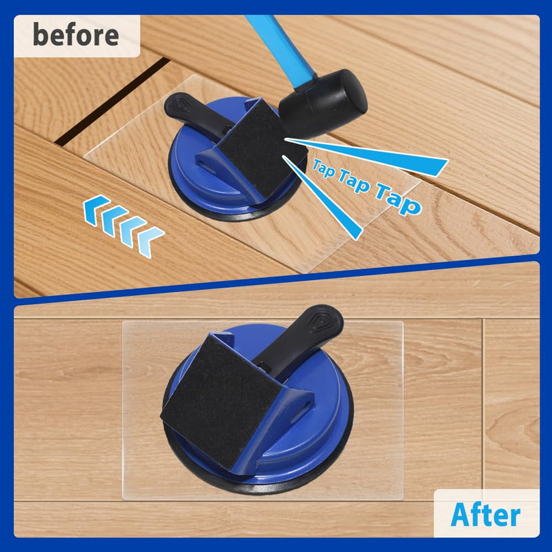 Heavy Duty Floor Gap Fixer Tool, Professional Vinyl Floor Gap Repair Tool for Laminate Flooring, 45° Striking Surface & Enhanced Suction Cup, Includes 5pcs Extra Sticky Pads