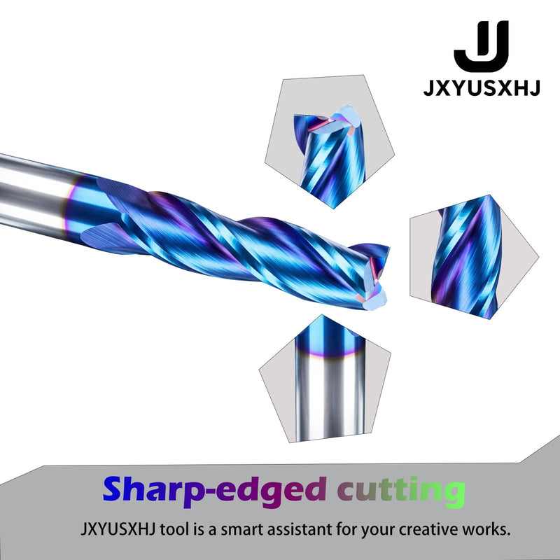 VIC034 CNC Router Bits 3 Fluter Up Cut 1/2 inch Shank 4 inch Total Length with Nano Blue Coating Solid Carbide Square End Mill for Wood Mortises Carving （Up Cut, 1/2S*1/2D*2CL*4OVL