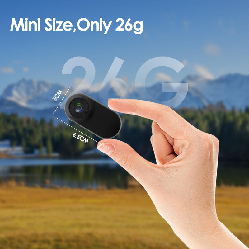 Mini Body Camera, Thumb Size Wearable 1080P Action Camera with 16GB | Magnetic Necklace POV Cam, Helmet Mount,Mounting Kit for Cycling,Vlogging,Sports,Up to 128GB Expandable,Gift for Men & Women Blcak