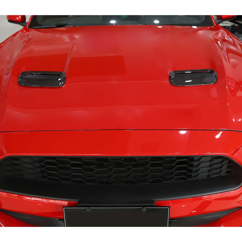 Hoolcar Engine Hood Air Outlet Vent Cover Trim Compatible with 2018-2022 Ford Mustang, Exterior Accessory, Carbon Fiber