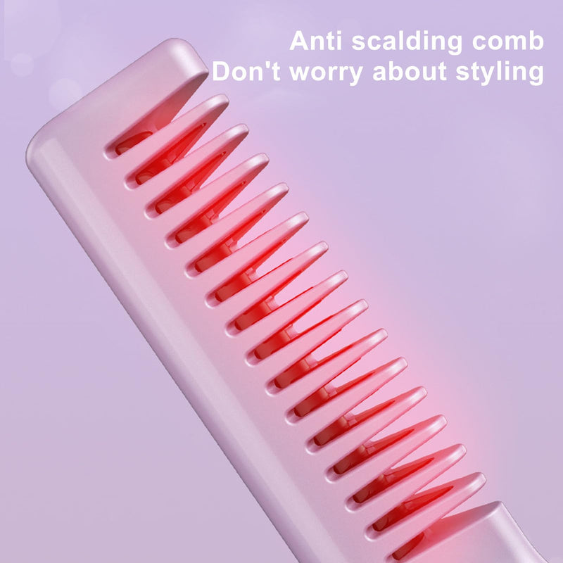 [AUSTRALIA] - Cordless Hair Straightener Brush, Portable Straightening Brush with 3 Adjustable Temperature, Mini Straightening Brush for Travel, Hot Comb Hair Straightener for Women (Violet) Violet