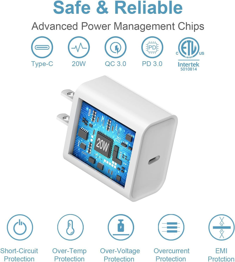 Travel Essentials 3in1 20W USB C Charger Block for Apple Watch iPhone iPad | Fast Charger Block for iPhone 17/16/15 Pro/Pro Max /iPad & Compatible with Apple Watch Series Ultra Se 11/10/9/8/7/6/5/4/3/2