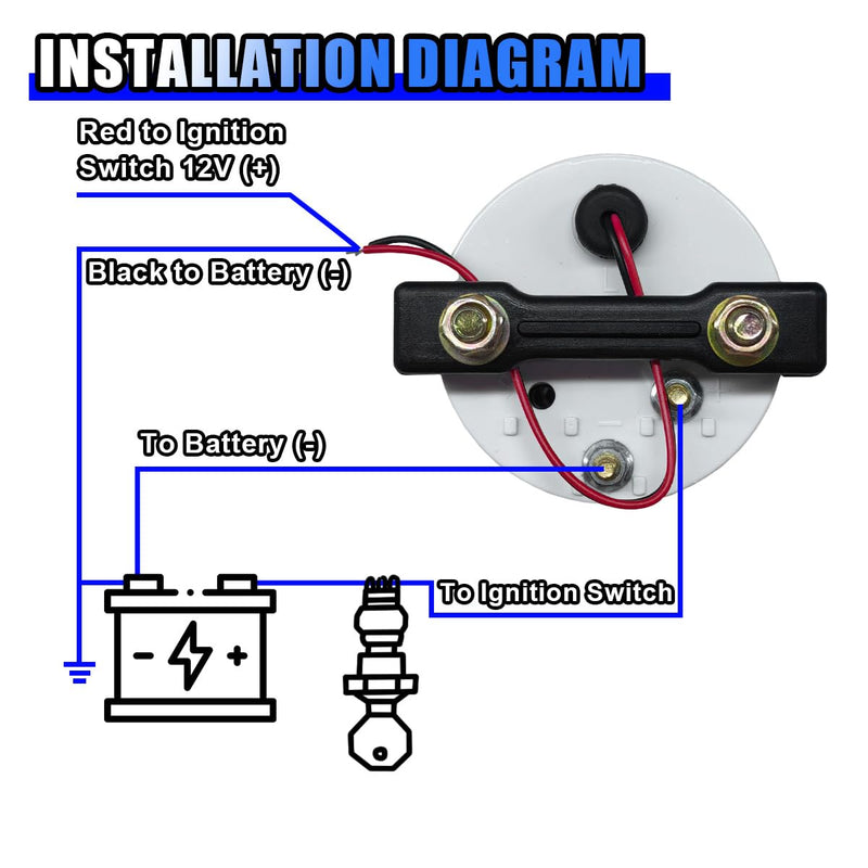 12V Car Voltmeter 2" 52MM Voltage Gauge Meter, Digital Automotive Voltmeter, Universal LED Light Electrical Vehicle Voltage Meter Gauge with Measure Range 8-16V