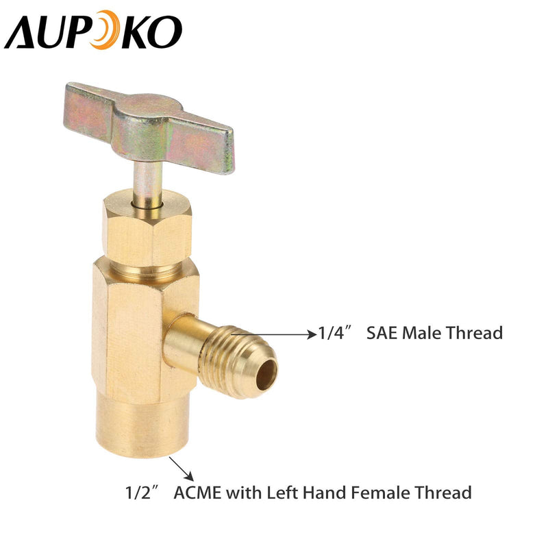 R1234YF Self-Sealing Can Tap with Left Hand Threaded, 1/2’’ to 1/4’’ SAE Dispenser Valve AC Refrigerant Bottle Opener, Fits for R1234YF Automotive Air Conditioning Charging