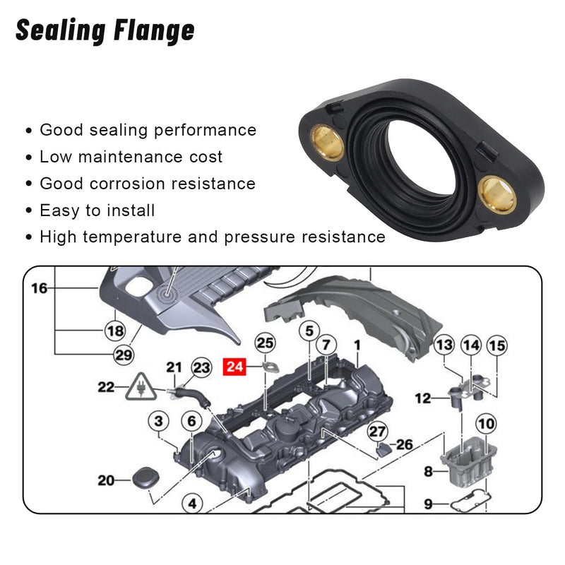 11377502022 Eccentric Shaft Actuator Gasket to Valve Cover for BMW 1,2,3,4,5,6,7,M3,M4,X1,X3,X4,X5,X6,Z4 Series F07 F10 520i 535i 640i etc. Replace 11377502022 1 PCS