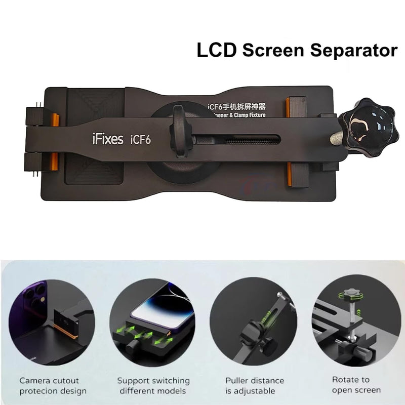 HZY Universal Screen LCD Separator Heating-Free Mobile Phone Screen Fast Pry Opening Fixture with Strong Sucktion Cup Portable Adjustable LCD Display Removal Clamp Mobile Phone Disassembly Repair Tool ICF6