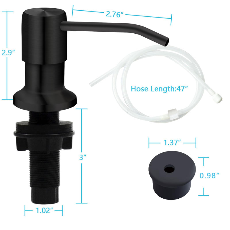 Kitchen Sink Soap Dispenser, Under Sink Soap Dispenser Pump, Good Suction Pwer, 47" Extension Tube Connect to The Soap Contaner Directly, Say Goodbye to Frequent Refills (Black) Black