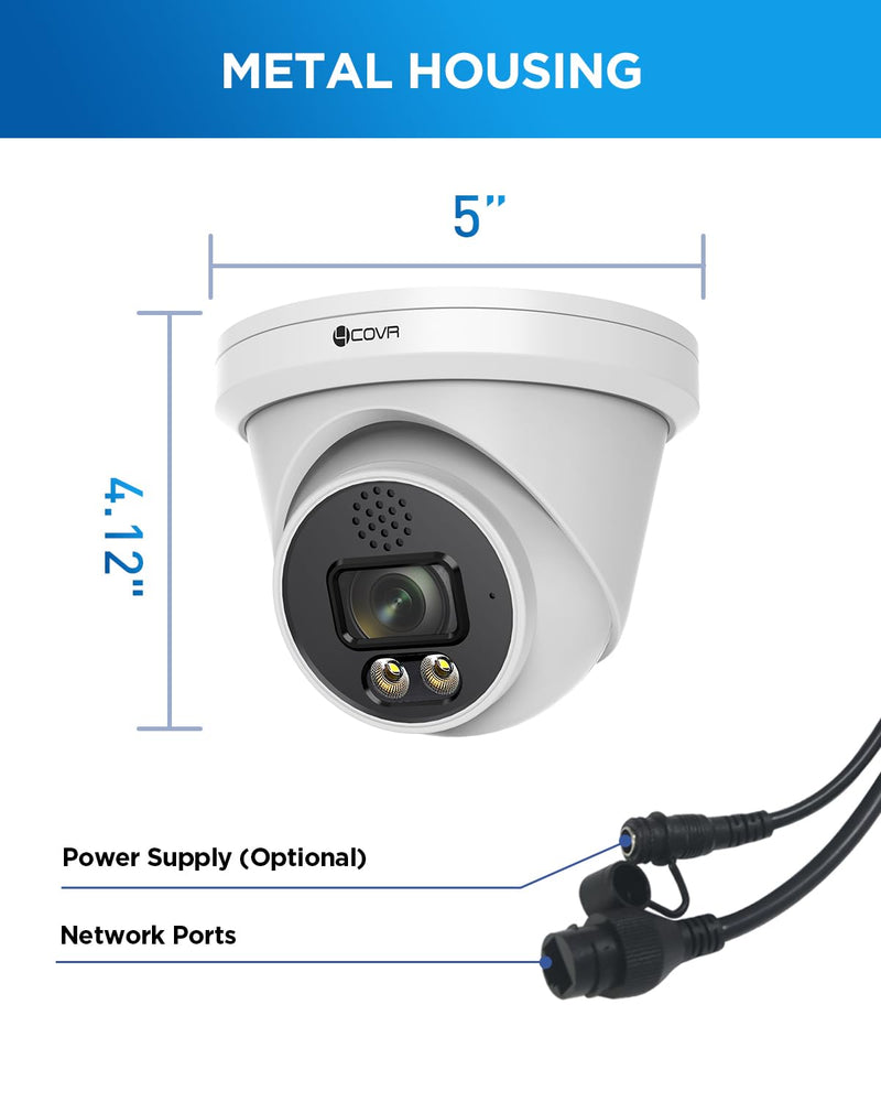 4COVR 4K PoE Dome Camera with Spotlight Color Night Vision, 8MP Wired Surveillance IP Security Camera Outdoor, Smart AI Human/Vehicle Detection, Two-Way Talk, Up to 256GB microSD Card, LY97KA8MA