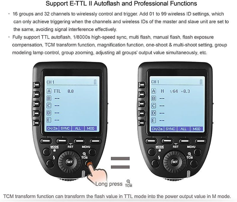 Godox Xpro-F for Fuji Fujifilm TTL Wireless Flash Trigger, 1/8000s HSS, TTL-Convert-Manual Function, Large Screen, 5 Dedicated Group Buttons, 11 Customizable Functions with Cleaning Cloth