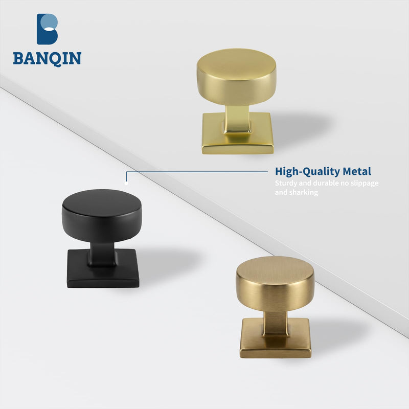 25 Pack Champagne Bronze Cabinet Knobs for Cabinets Drawers,Square and Round Brushed Brass Dresser Drawer Knobs, Aluminium Alloy Kitchen Hardware 25