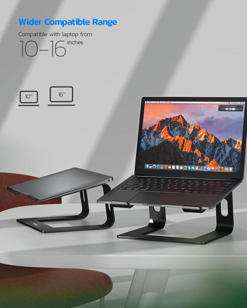 Nulaxy Laptop Stand, Ergonomic Aluminum Laptop Computer Stand, Detachable Laptop Riser Notebook Holder Stand Compatible with MacBook Air Pro, Dell XPS, HP, Lenovo More 10-15.6” Laptops C-Black