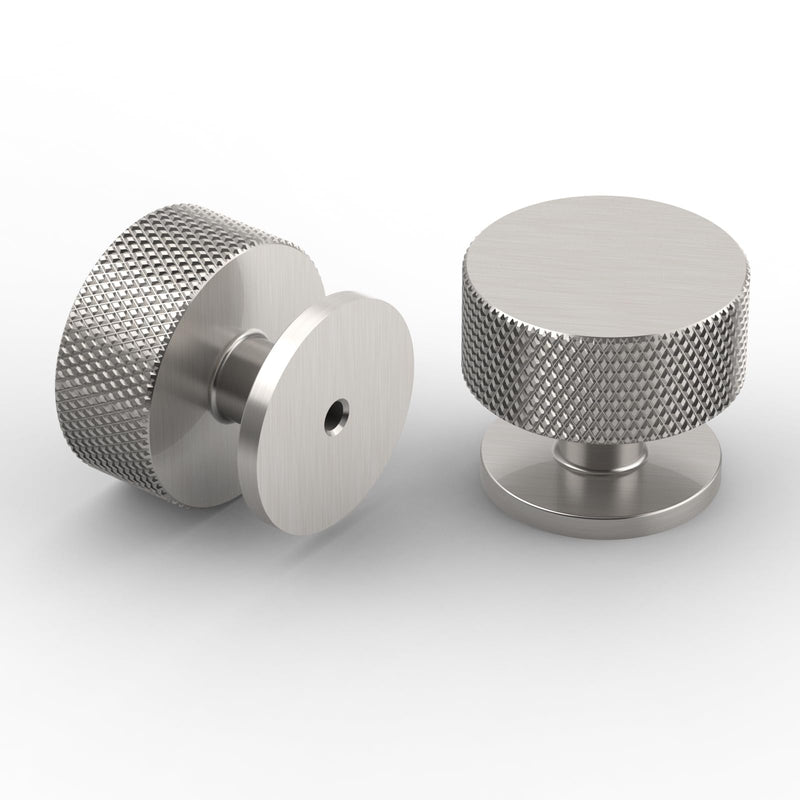 Amerdeco 10 Pack Brushed Satin Nickel Knurled Cabinet Knobs Single Hole 1.2 Inch Diameter Round Drawer Knobs for Bathroom Cabinets K0017 Knob