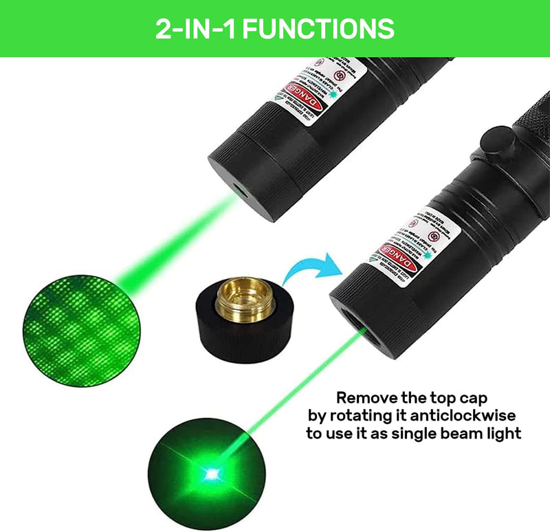 Laser Pointer High Power, Green Laser Pointer Indicator Light, USB Charge，Presentation, Interactive Toys for Indoor Dogs Cats