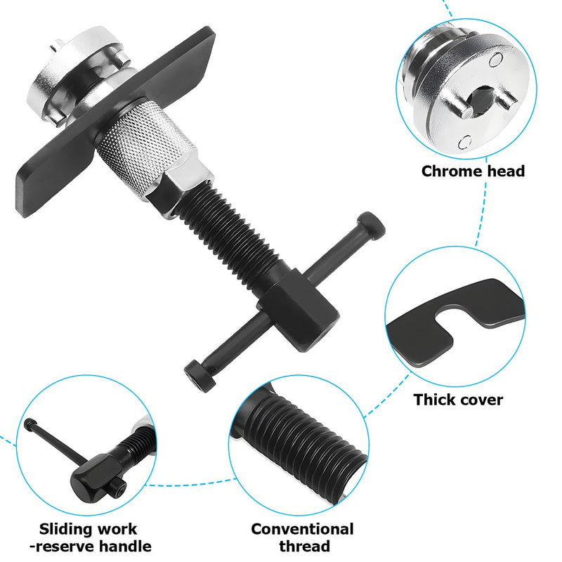 Car Brake Piston Wind Back Tool, Automotive Brake Caliper Piston Rewind Kits, Right Handle Set Vehicle Rare Brake Pad Replacement Tools, Universal for RV, SUV, Truck