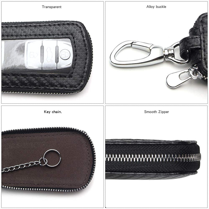 Universal Premium Car Key Fob Case Genuine Leather Car Smart Key fob Holder for Remote Key Fob Universal A-black-2