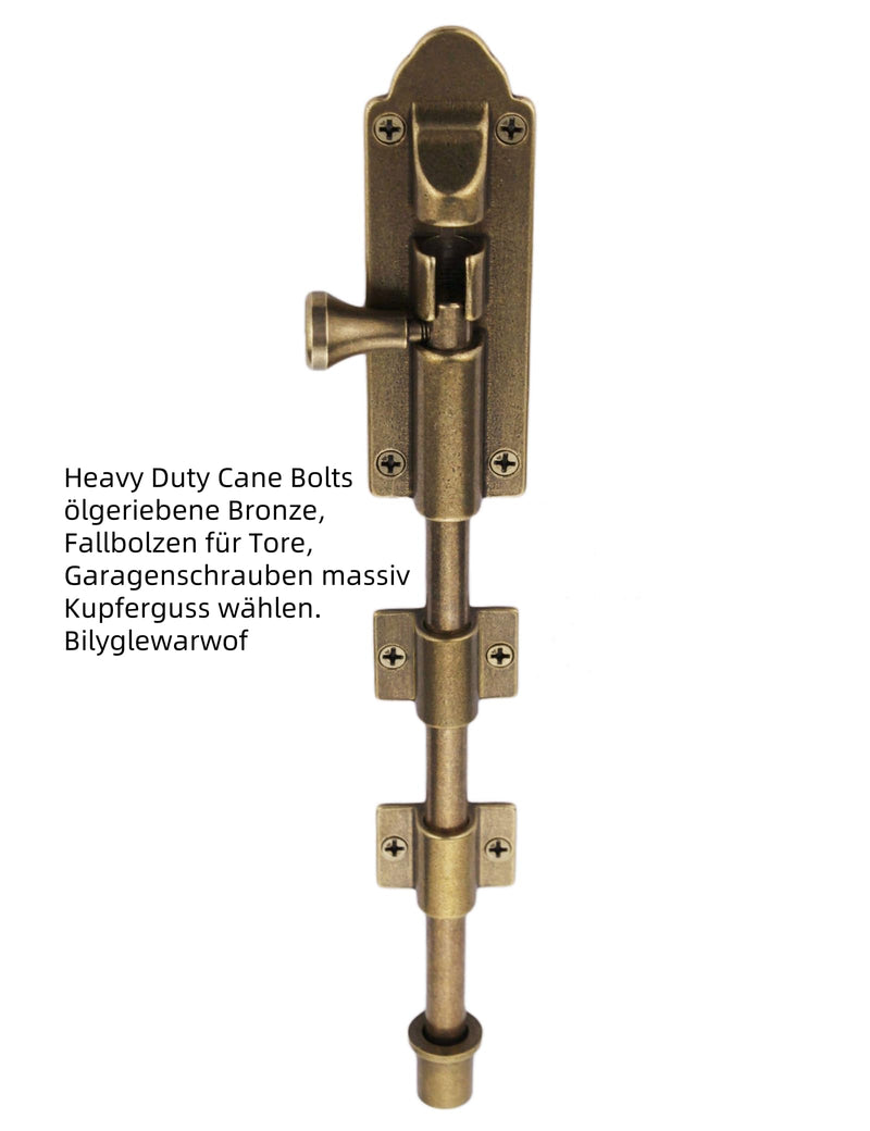 Heavy Duty Cane Bolts for Gates Oil Rubbed Bronze,Drop Bolts for Gates,Garage Bolts Solid cast Copper Choose Bilyglewarwof(10inch) 10inch