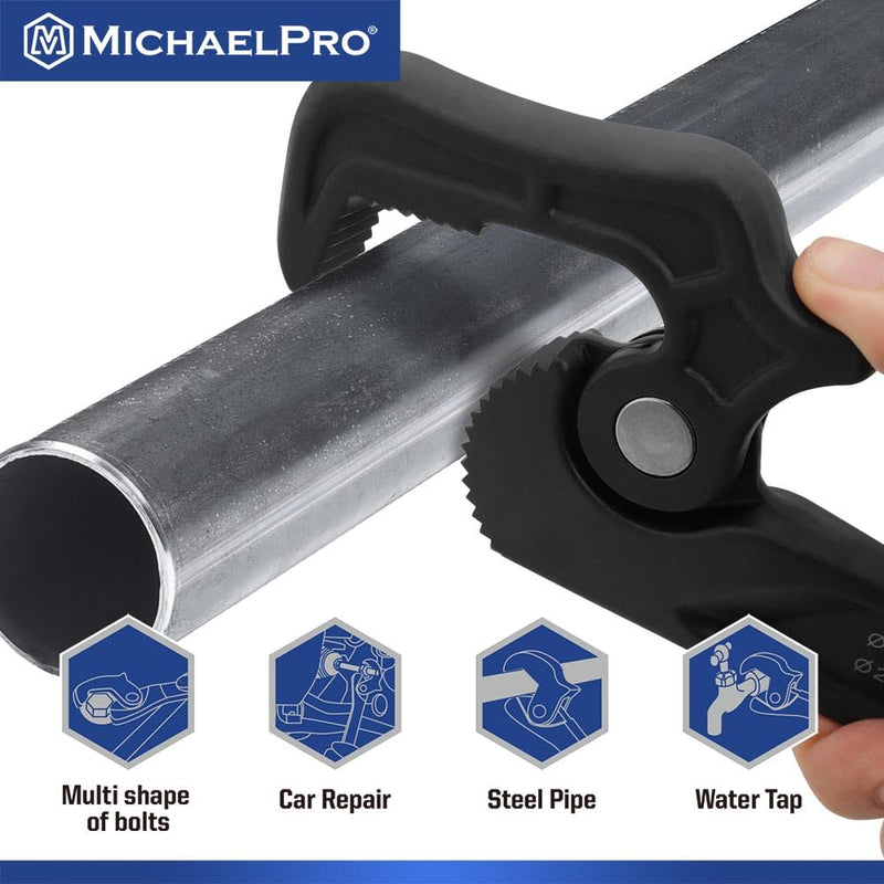 MichaelPro Self Adjusting Pipe Wrench, 14 Inch Multi-Function Spanner Adjustable Plumbing Wrench, Clamping Diameter Up to 1-7/8 Inch (48mm), Adjusting Wrench with Swivel Head 25/32" – 1-7/8"