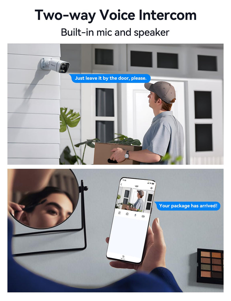 FOSCAM 4K 8MP IP PoE Security Cameras Wireless Outdoor, V8EP Surveillance Camera for Home Security, 120° FoV, 20x Zoom, AI Detect Human/Vehicle, 66FT Color Night Vision,Siren Alert,2-Way Audio,IP66 8MP POE Cam