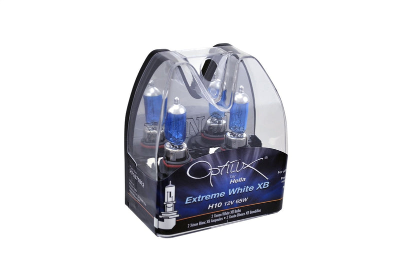 HELLA H71071012 Optilux XB Series H10 Xenon White Halogen Bulbs, 12V, 65W 2 Pack Extreme White XB - 65W Twin Plastic Case