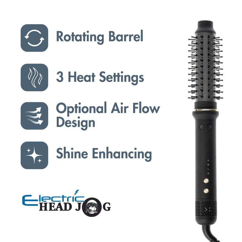 Electric Head Jog Futaria Hot Brush with Ceramic Coated Barrel. Rotating Hair Curler Brush for Smooth Curls & Bouncy Blow-Drys. Volumising Air Styler with 3 Temperature Settings & 360 Degree Cable.