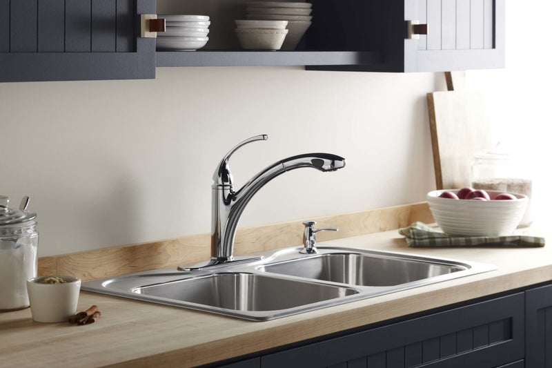 KOHLER 1895-C-CP Kitchen Sink Soap Dispenser with Contemporary Design, Store Liquid Soap, Dishwasher Liquid, or Hand Lotion, Polished Chrome, 16oz