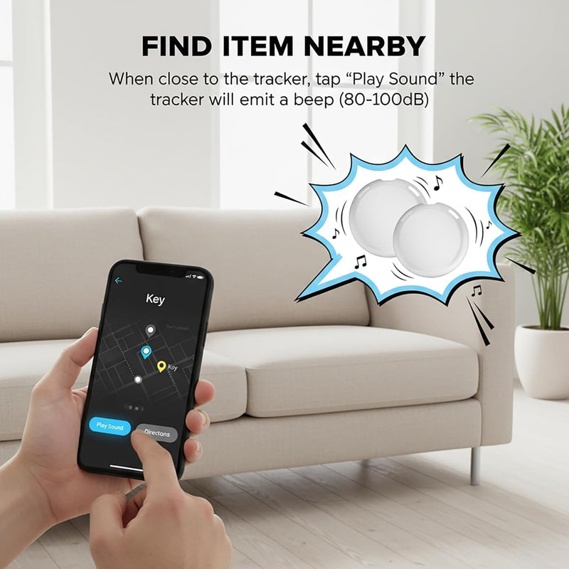 2 Pack GPS Tracker for Vehicles Works with Apple Find My iOS Only | Mini GPS Tracking Device Hidden Item Finder Global Tracking No Monthly Fee No SIM Replaceable Battery for Car Keys Luggage