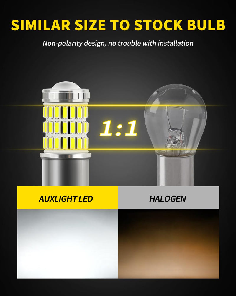 AUXLIGHT 1156 BA15S 1003 1156A 1141 7506 LED Bulbs Xenon White, Ultra Bright 60-SMD LED Replacement for Back Up/Reverse Lights, Brake/Tail Lights, Turn Signal/Parking or Running Lights (Pack of 2)