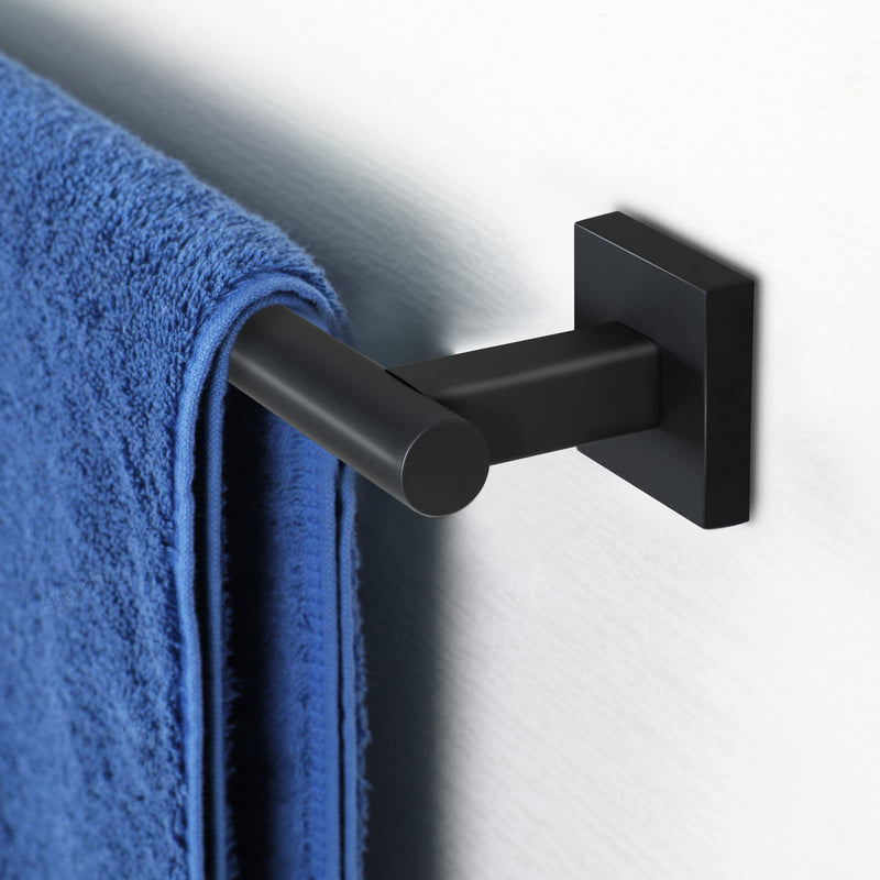Matte Black Towel Bar, 20 Inches Stainless Steel Towel Rod-Square Base, Wall Mounted Towel Rack for Bathroom Matte Black 20 in