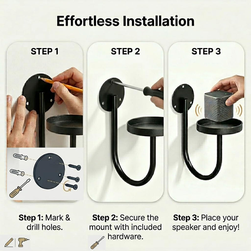 DAWASAPAT Small Speaker Wall Mount Holder Pair for Samsung, Roku, Sony, JBL, Vizio, LG and More Rear Speakers Save Space, 6.1" x 6.1" Speaker Mounts Easy to Install for Home Theater Surround Sound