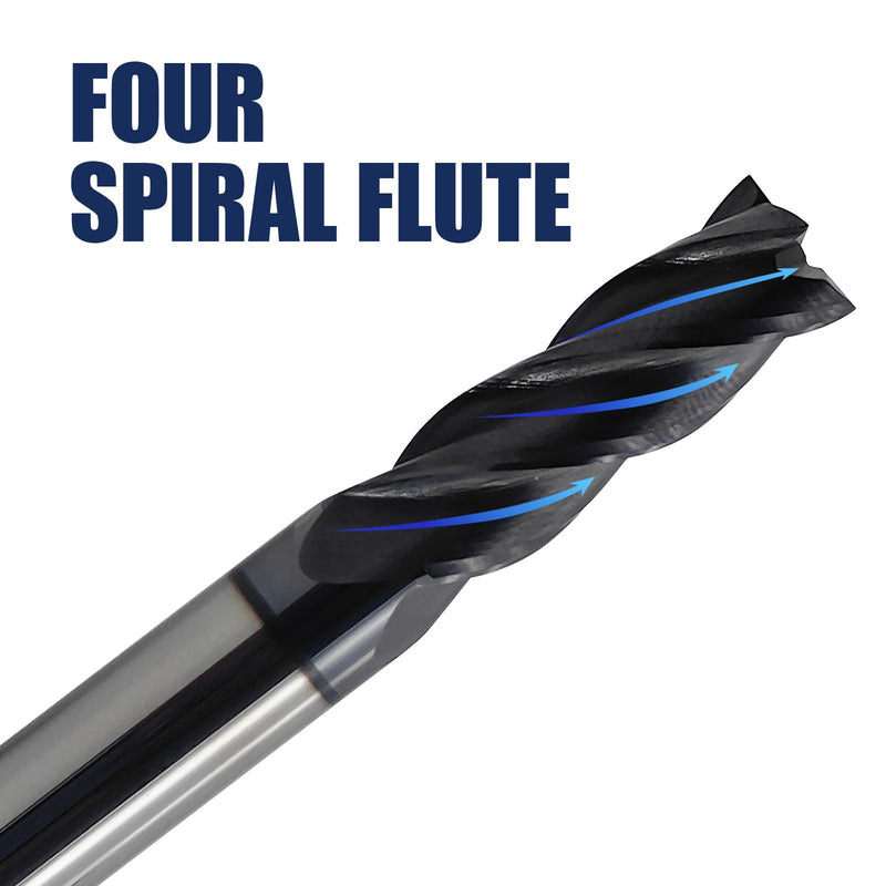 2 Pcs 3/8" Carbide Square End Mill, 4 -Flute TIALN Coated CNC Mill Bits for Steel, End Mills for Precision Milling Tasks 3/8 in 2
