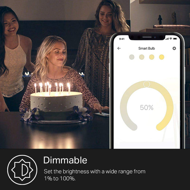 Kasa Smart Light Bulbs that works with Alexa and Google Home, Dimmable Smart LED Bulb, A19, 9W, 800Lumens, Soft White(2700K), CRI≥90, WiFi 2.4Ghz only, No Hub Required, 4 Count (Pack of 1)(KL110P4) 4-Pack (Newer Version) 4 Pack
