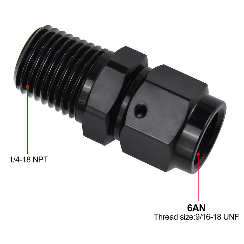 EVIL ENERGY 6AN Female to 1/4 NPT Male Swivel Fitting Aluminum 6AN to 1/4NPT Straight