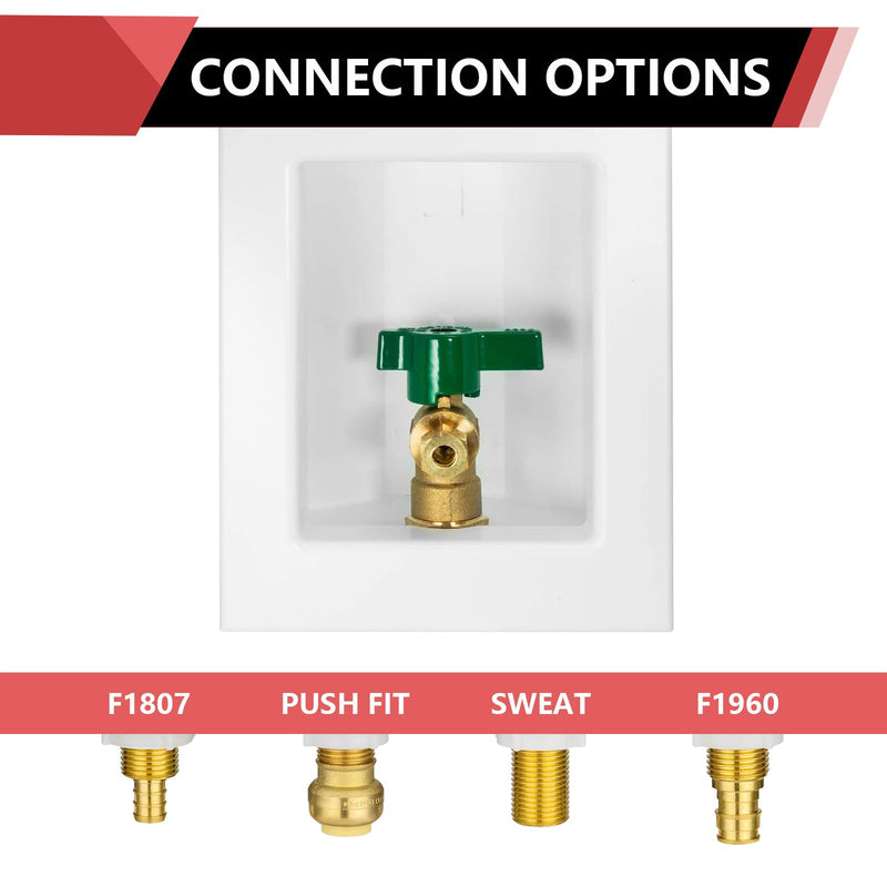EFIELD Sweat Pre-assembled Ice Maker Outlet Box, 1/2-Inch Sweat with Installed 1/4-Turn Ball Valve with Copper Water Hammer Arrestor,(IM006)