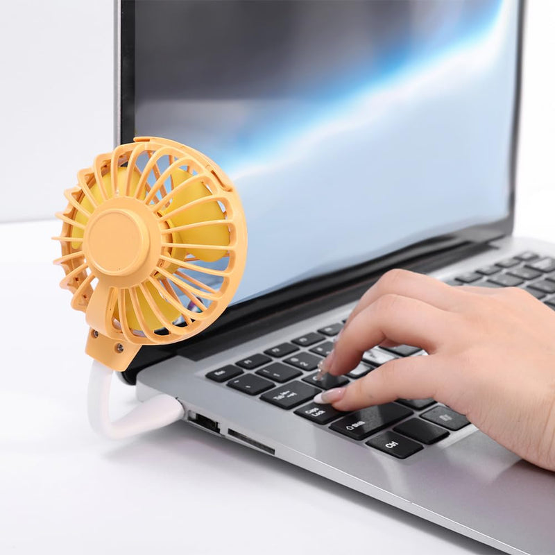 ABS Portable USB Mini Fan 360° Adjustable Personal Cooling Fan(Yellow) Yellow