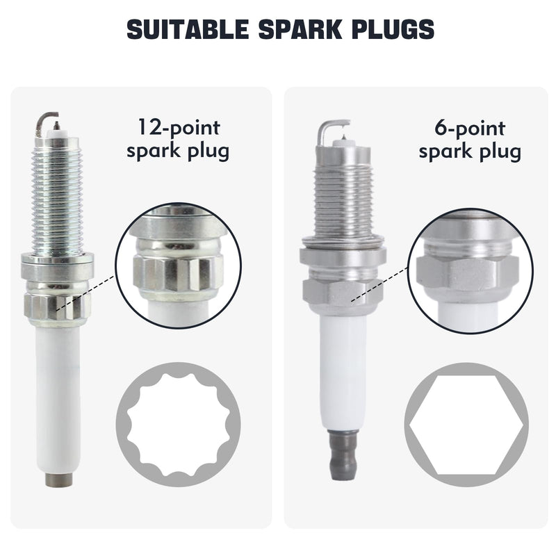 14mm&16mm Spark Plug Socket, 5/8 Spark Plug Socket Swivel for Maximum Flexibility, Thin Wall 12 Point Spark Plug Socket Set with Magnetic Design for Most Car Models