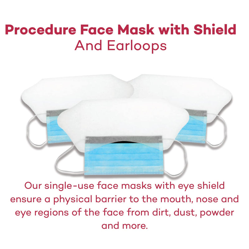 Dealmed Face Masks with Ear Loops and Eye Shield - Disposable Adult Face Masks for Hospitals, Medical Facilities, Food Services and More, 50 Count (Pack of 1)