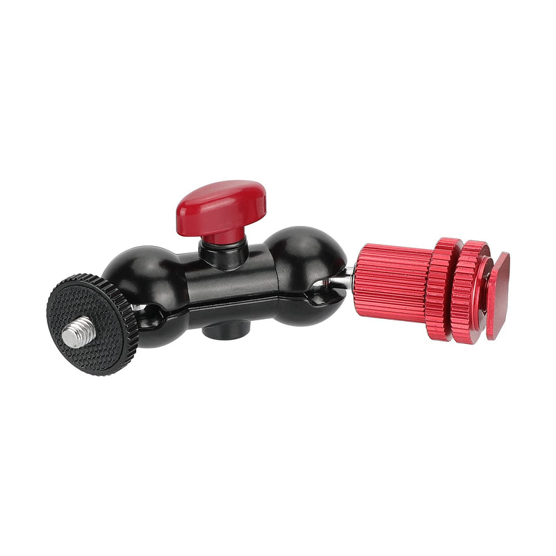 CAMVATE 360°Swivel Ball Head Holder with 1/4"-20 Screw Mount + Camera Hot Shoe Mount (Red) for DSLR Camera Monitor - 3068