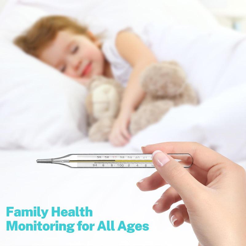 MAGICLULU 2Pcs Glass Temperature for Adults, Oral Temperature Armpit Precise Measurement Fast Reading for Kids Baby Elderly Family Clinic Dual Scale ℃ & ℉