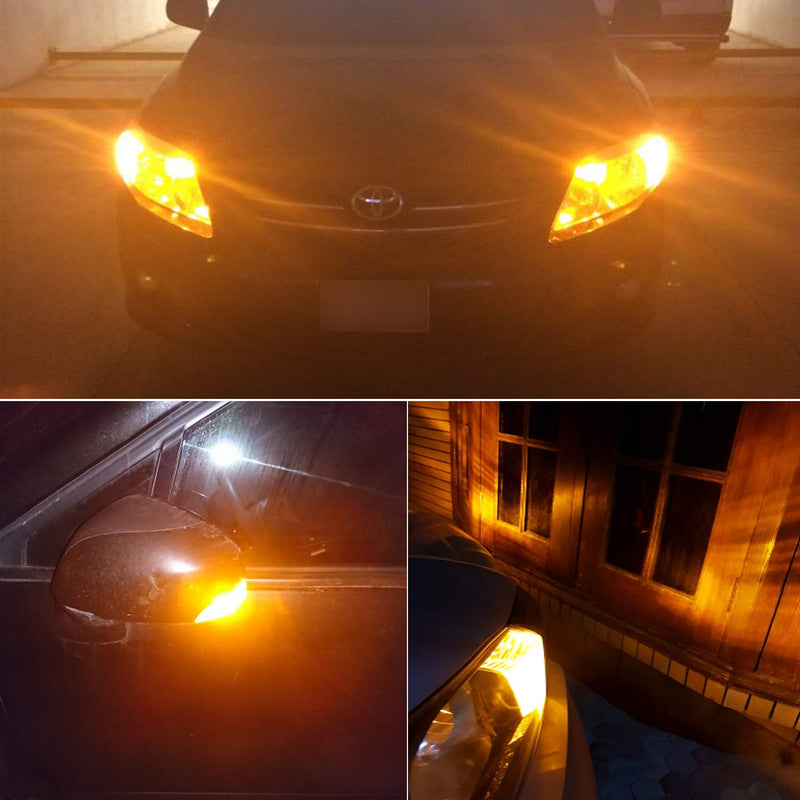 PHINLION 194 Amber Yellow LED Bulbs Super Bright Miniature 168 12961 12396 T10 WY5W Wedge Replacement for Interior Dome Map Parking Side Marker Mirror Turn Signal Lights, Pack of 6