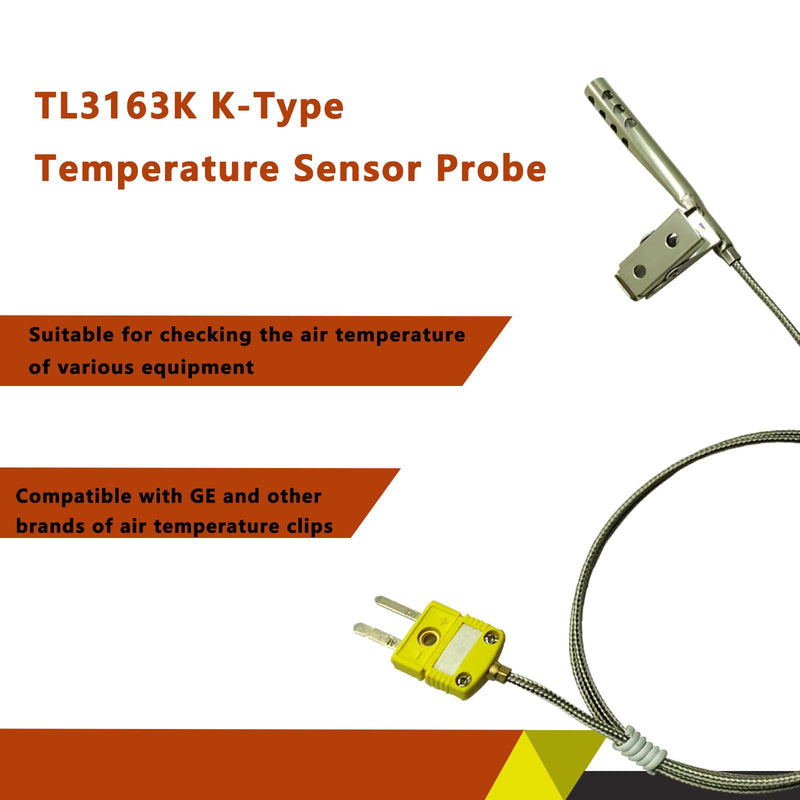 TL3163K k-Type thermocouple air Probe Stainless Steel Open Hole Clip for Air Temperature -40°F to 890°F