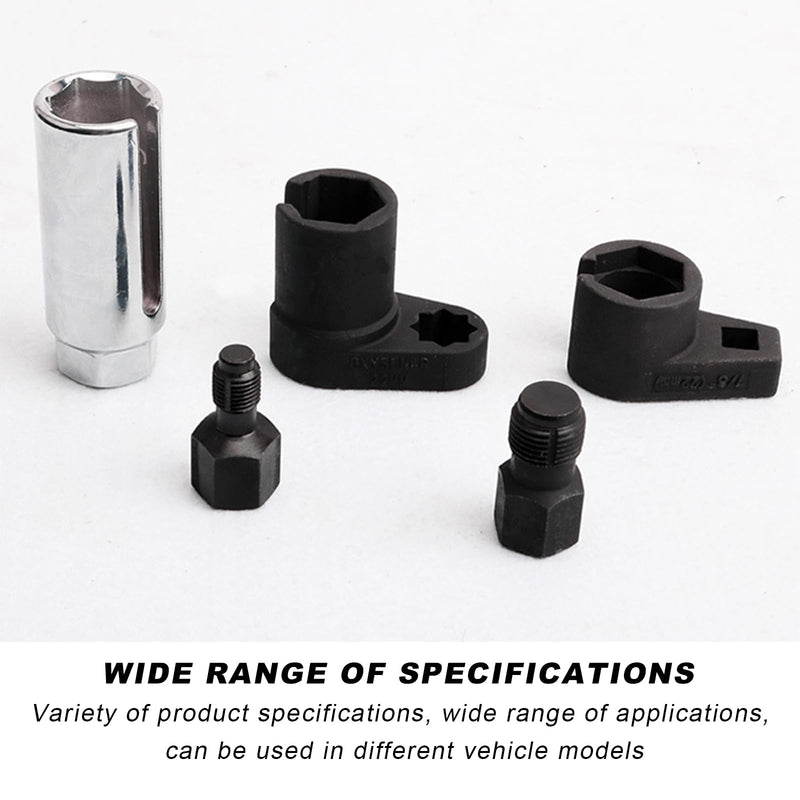5 PCS Automotive Oxygen Sensor Socket Removal Tool Set, O2 Sensor Wrench and Thread Chaser Set Offset Oxygen Remover, O2 Oxygen Sensor Socket Set Wrench Remover Tool Kit