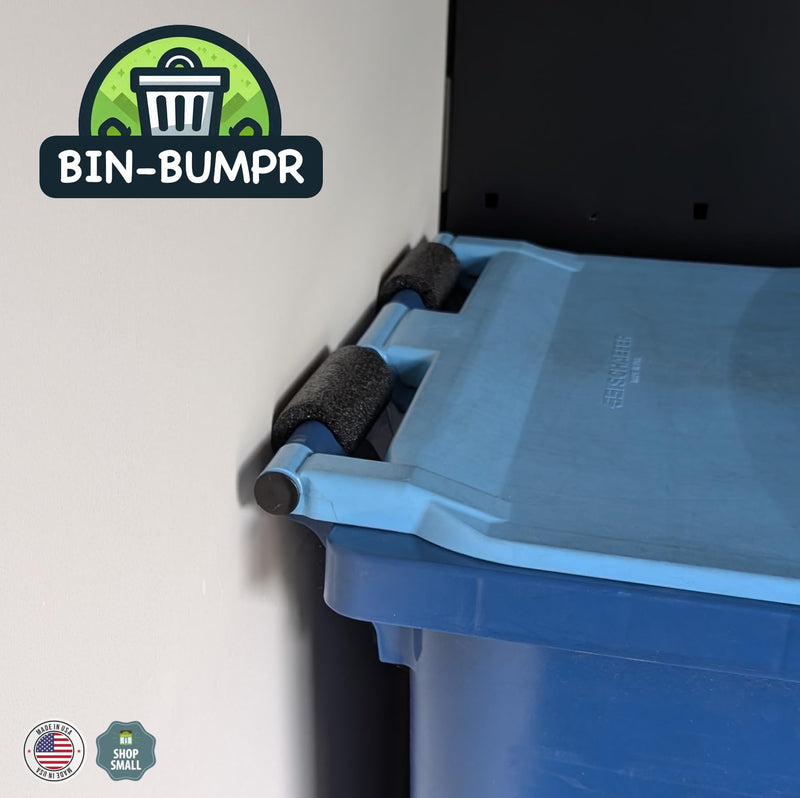 Trash Bin Handle Padding | Garage Siding Wall Protector Bin Bumper Guard | Fits US Garbage Recycling Compost Bins Cans | 4 Pieces, Black