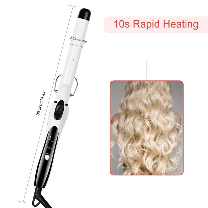 Podazz Hair Curling Tongs, 25mm Hair Curler PTC Ceramic Curling Iron, LCD Display with 4 Heat Setting(100℃ to 220℃), Quick Heating, Anti-Scald Auto Shut-Off, Suitable for All Hair Types