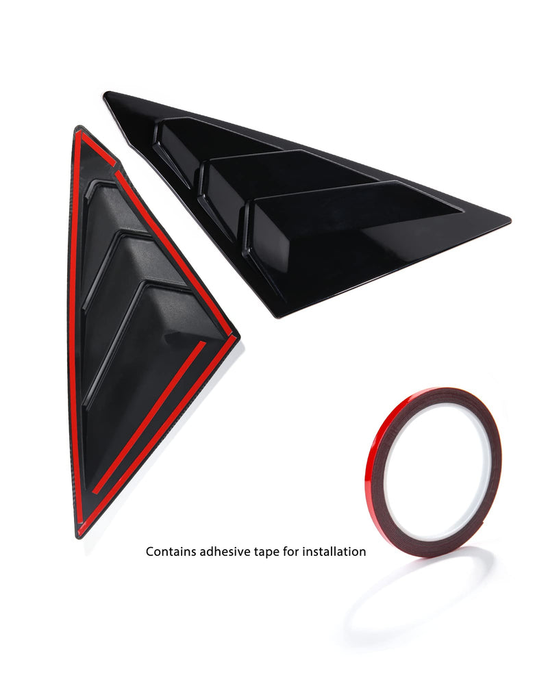 CKE for 11th Gen Civic Sedan Compatible with Honda Civic 2026 2025 2024 2023 2022 Accessories Car Exterior Rear Side Window Louvers Air Vent Scoop Shades Cover Blinds -Bright Black Glossy Black