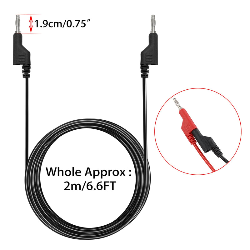 Sumnacon 5Pcs Banana to Banana Plug Test Lead, 4mm Stackable Banana Plug Wire Test Cable Lead for Multimeter, Electrical Test Wire 1000V/15A 6.6Ft/2M 2 m