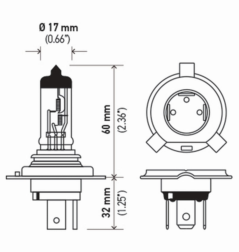HELLA 9003TB Standard Halogen Bulbs, 12 V, 60/55W Standard - 60/55W Twin Blister